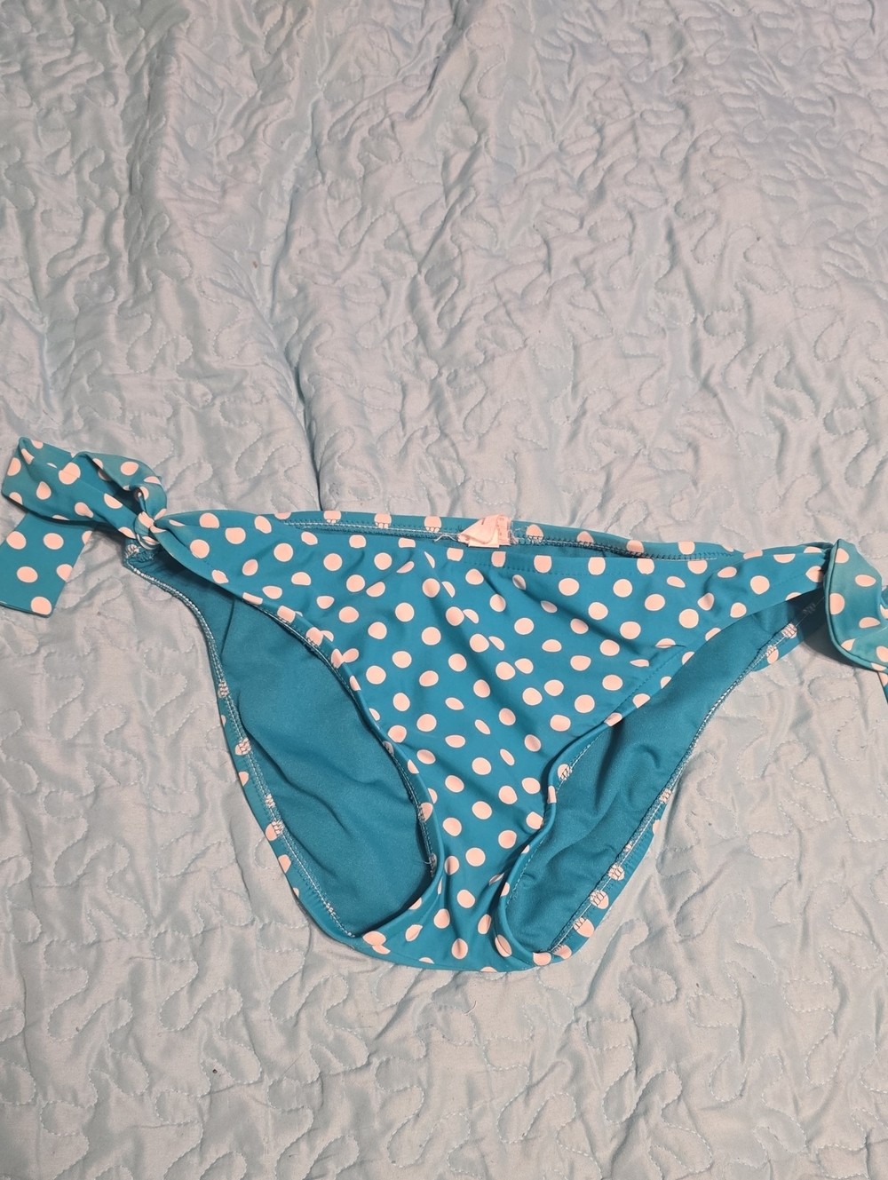 Mossimo Supply Co. Aqua Polka Dot Tie-Side Bikini Bottoms